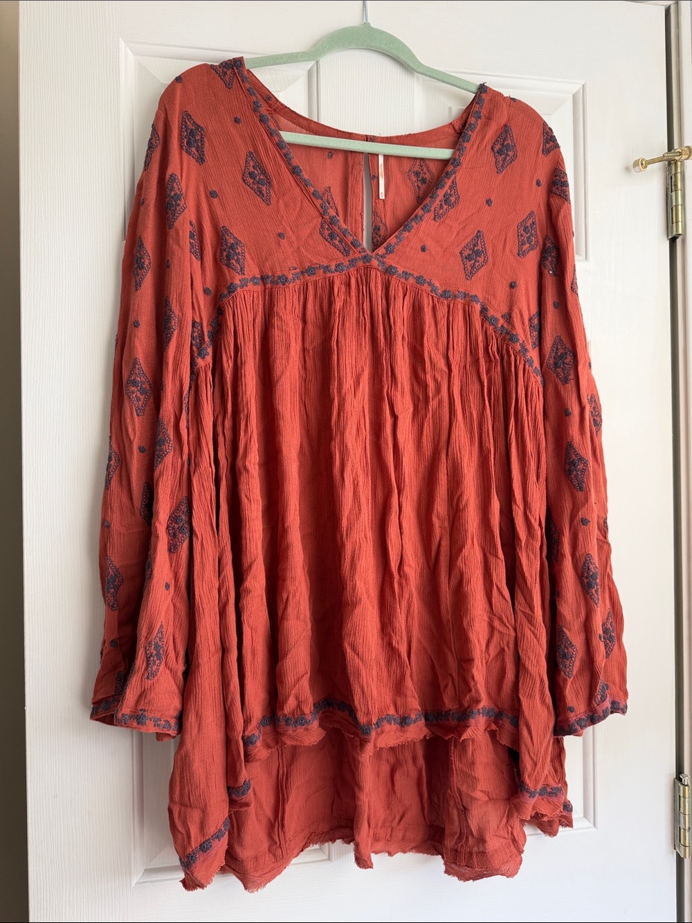 Free People Rust Orange Printed Mini Dress